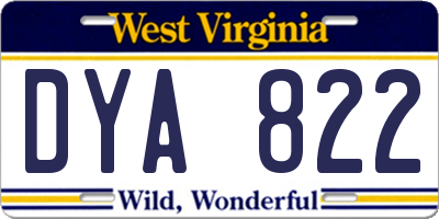 WV license plate DYA822