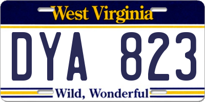 WV license plate DYA823