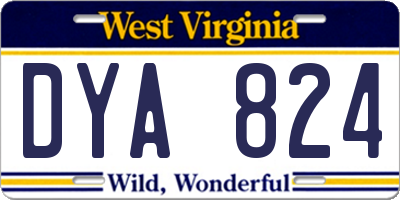 WV license plate DYA824
