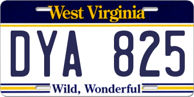 WV license plate DYA825
