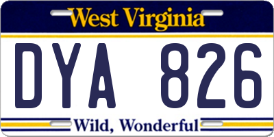WV license plate DYA826