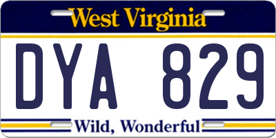 WV license plate DYA829