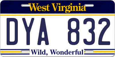 WV license plate DYA832