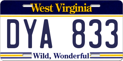 WV license plate DYA833