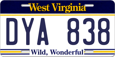 WV license plate DYA838