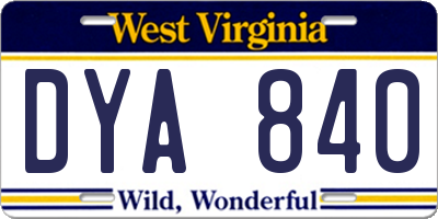 WV license plate DYA840