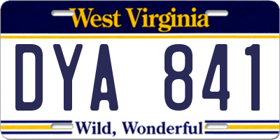 WV license plate DYA841