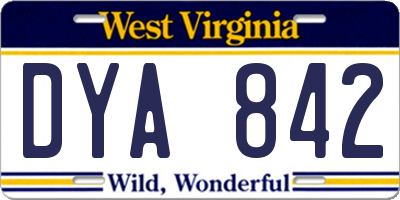 WV license plate DYA842