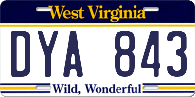 WV license plate DYA843