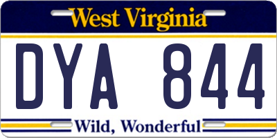 WV license plate DYA844