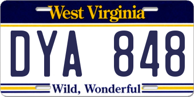 WV license plate DYA848