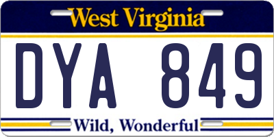 WV license plate DYA849