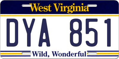 WV license plate DYA851