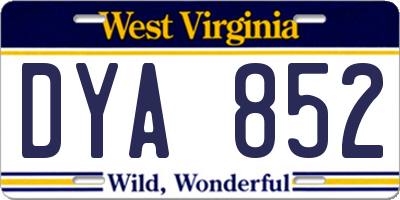 WV license plate DYA852