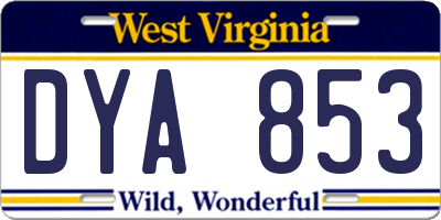 WV license plate DYA853