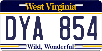 WV license plate DYA854