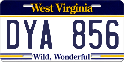 WV license plate DYA856