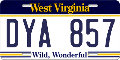 WV license plate DYA857