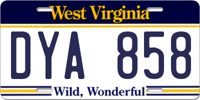 WV license plate DYA858