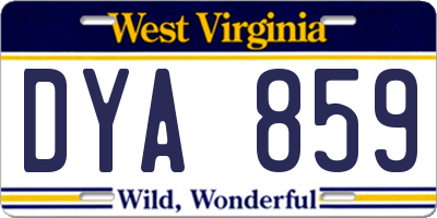 WV license plate DYA859