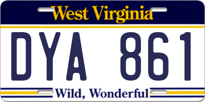 WV license plate DYA861