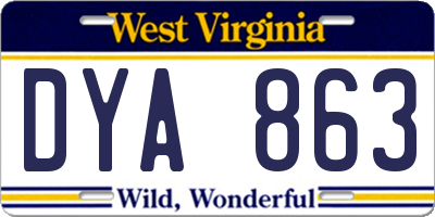 WV license plate DYA863