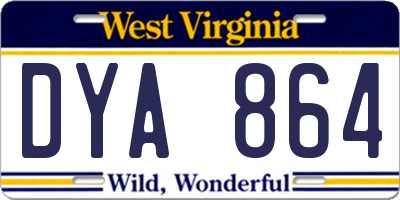 WV license plate DYA864