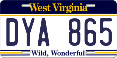WV license plate DYA865