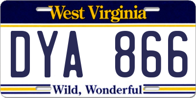 WV license plate DYA866