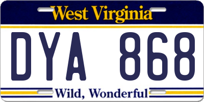 WV license plate DYA868