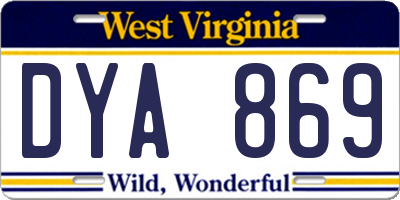 WV license plate DYA869