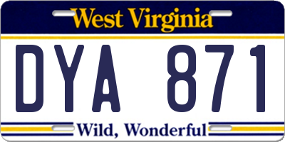 WV license plate DYA871