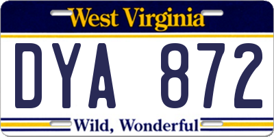 WV license plate DYA872