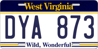 WV license plate DYA873