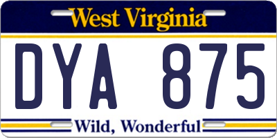 WV license plate DYA875