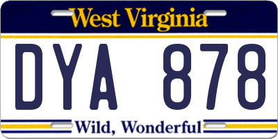 WV license plate DYA878
