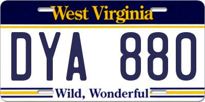 WV license plate DYA880