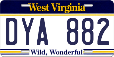 WV license plate DYA882