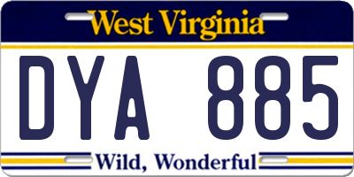 WV license plate DYA885