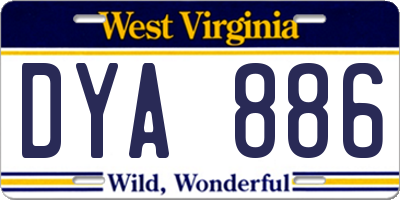 WV license plate DYA886