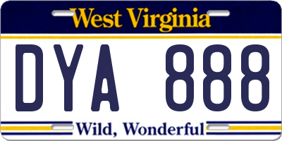 WV license plate DYA888
