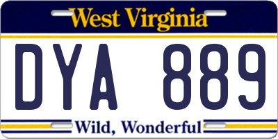 WV license plate DYA889