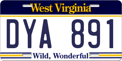 WV license plate DYA891