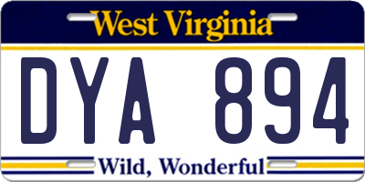 WV license plate DYA894