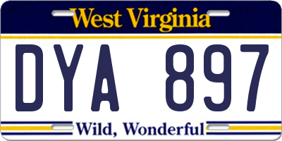 WV license plate DYA897
