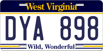 WV license plate DYA898