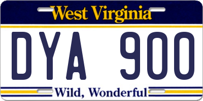 WV license plate DYA900