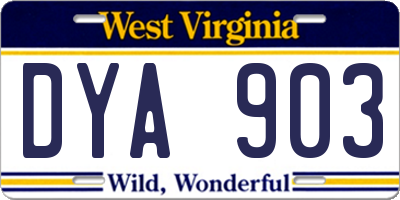 WV license plate DYA903