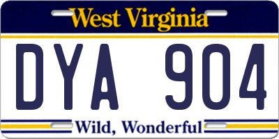 WV license plate DYA904