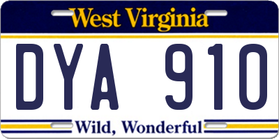 WV license plate DYA910
